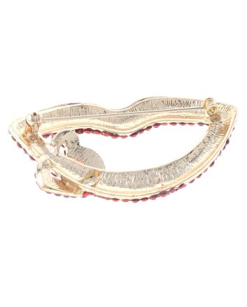 Large Crystal Lip & Heart Brooch