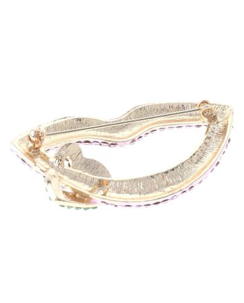 Large Crystal Lip & Heart Brooch