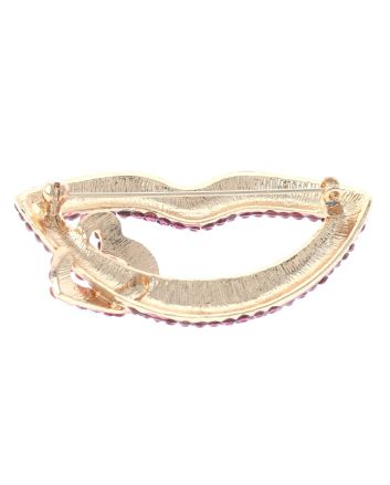 Large Crystal Lip & Heart Brooch