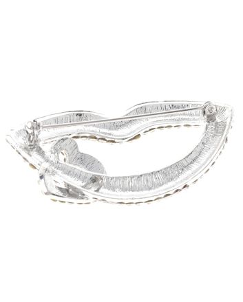 Large Crystal Lip & Heart Brooch