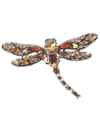 Large Crystal Dragonfly Brooch