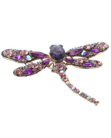 Large Crystal Dragonfly Brooch