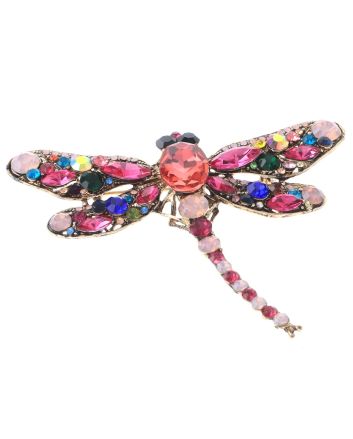 Large Crystal Dragonfly Brooch