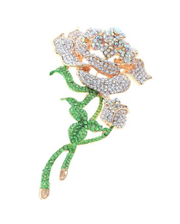 Large Crystal Flower Brooch