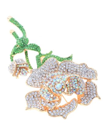 Large Crystal Flower Brooch