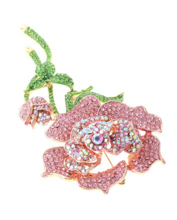 Large Crystal Flower Brooch