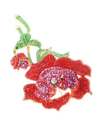 Large Crystal Flower Brooch