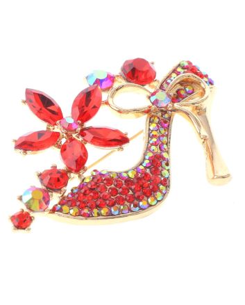 Crystal High Heel Shoe Brooch