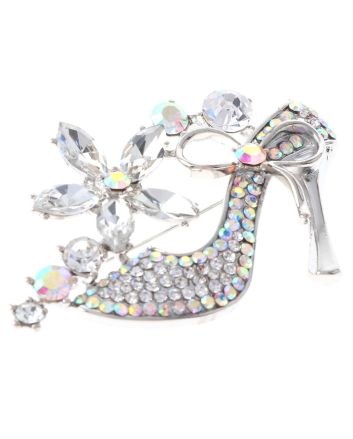 Crystal High Heel Shoe Brooch