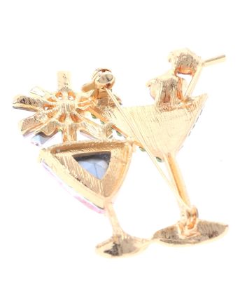 Crystal Martini Glass Brooch