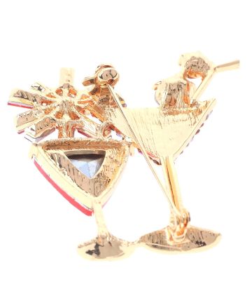Crystal Martini Glass Brooch