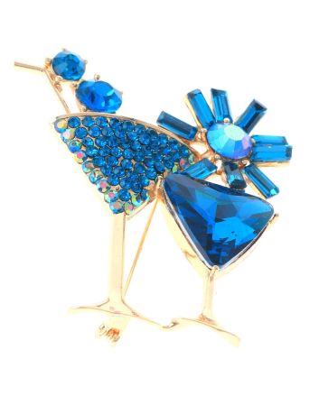 Crystal Martini Glass Brooch