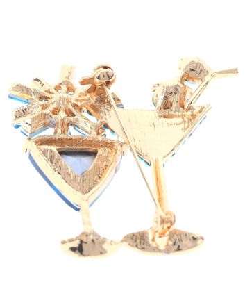 Crystal Martini Glass Brooch