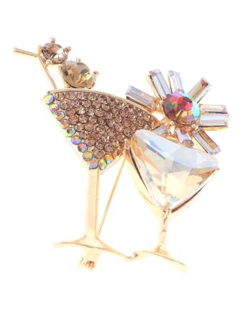 Crystal Martini Glass Brooch