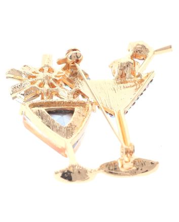Crystal Martini Glass Brooch