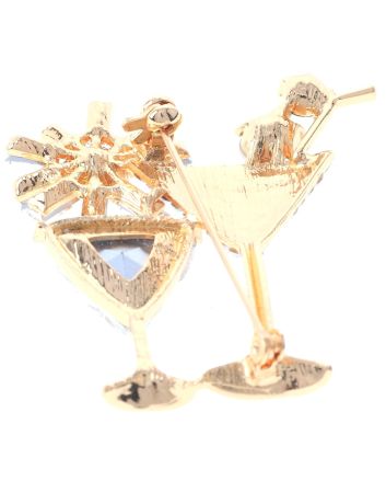 Crystal Martini Glass Brooch