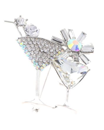 Crystal Martini Glass Brooch