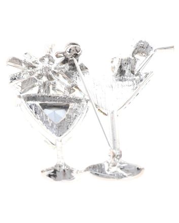Crystal Martini Glass Brooch