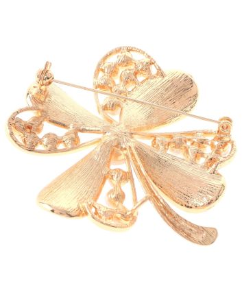 Crystal And Pearl Flower Brooch
