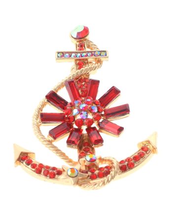 Crystal Anchor Brooch