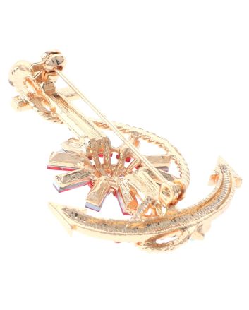 Crystal Anchor Brooch