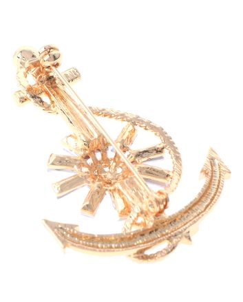 Crystal Anchor Brooch