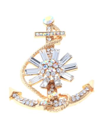 Crystal Anchor Brooch