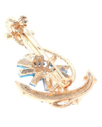 Crystal Anchor Brooch