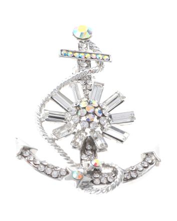 Crystal Anchor Brooch