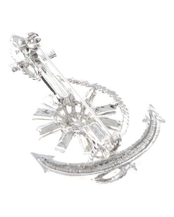 Crystal Anchor Brooch