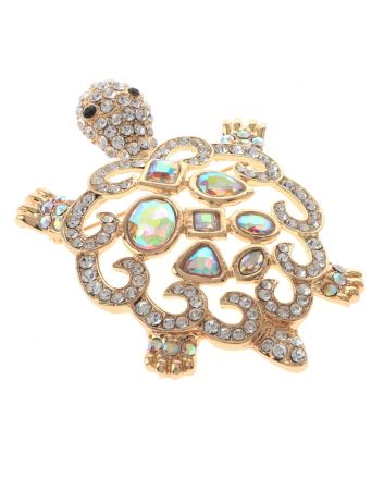 Large Turtle Rhinestone Brooch