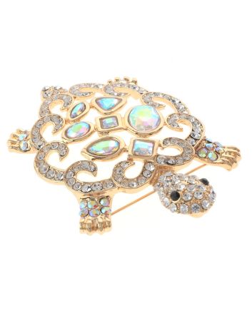 Large Turtle Rhinestone Brooch