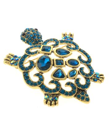 Large Turtle Rhinestone Brooch