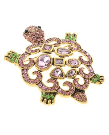 Large Turtle Rhinestone Brooch