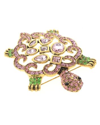 Large Turtle Rhinestone Brooch