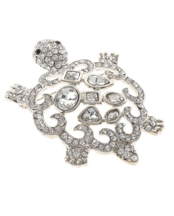 Large Turtle Rhinestone Brooch