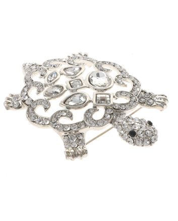 Large Turtle Rhinestone Brooch