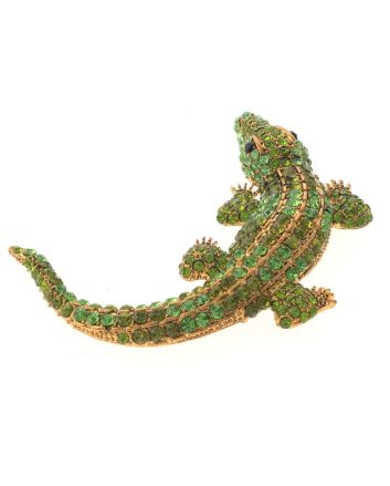 Large Alligator Rhinestone Brooch