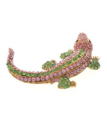 Large Alligator Rhinestone Brooch