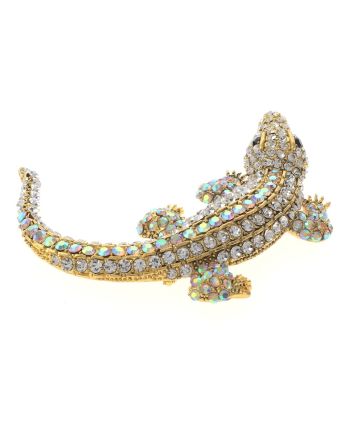 Large Alligator Rhinestone Brooch