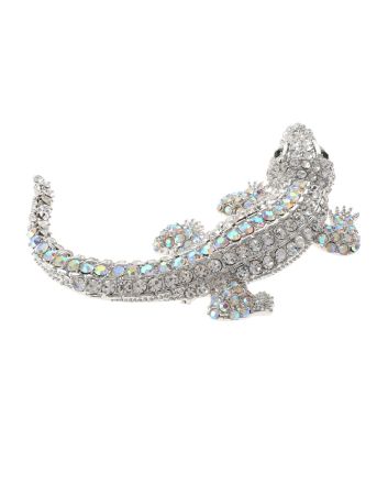 Large Alligator Rhinestone Brooch