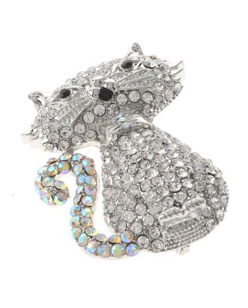 Rhinestone Cat Brooch