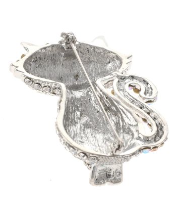 Rhinestone Cat Brooch