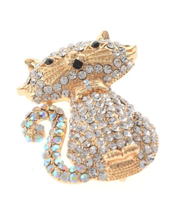 Rhinestone Cat Brooch