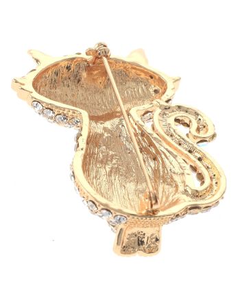 Rhinestone Cat Brooch