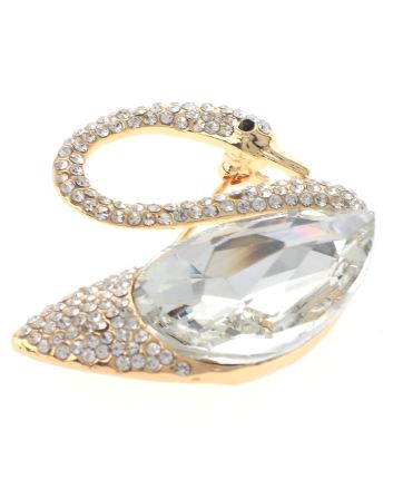 Rhinestone Swan Brooch