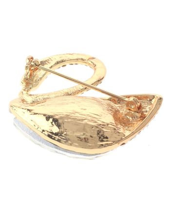 Rhinestone Swan Brooch
