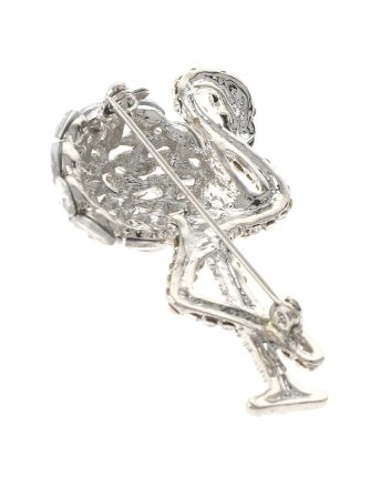 Rhinestone Flamingo Brooch