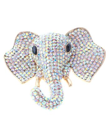 Large Crystal Elephant Brooch