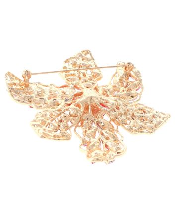 Large Crystal Flower Brooch